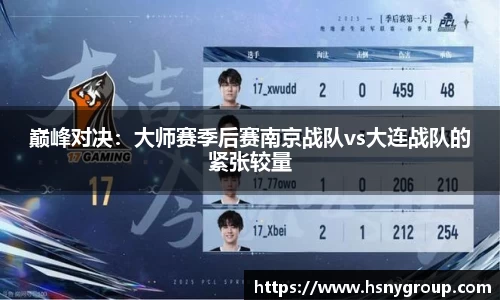 巅峰对决：大师赛季后赛南京战队vs大连战队的紧张较量